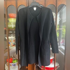 Jcrew fine cotton open cardigan black